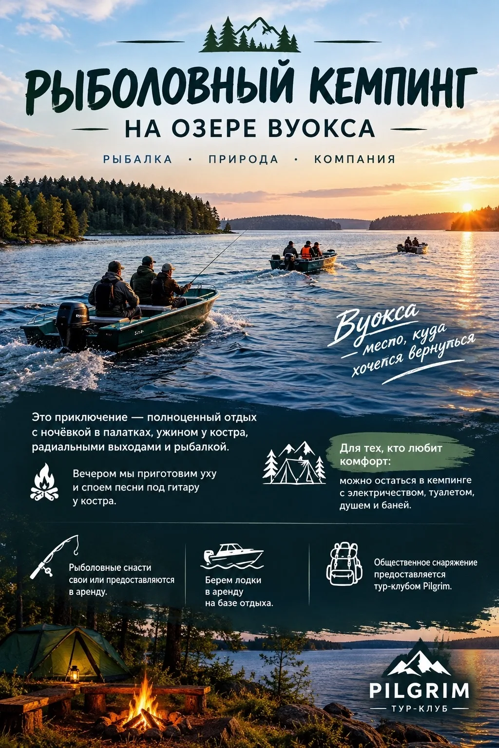 Рыболовный кемпинг на озере Вуокса